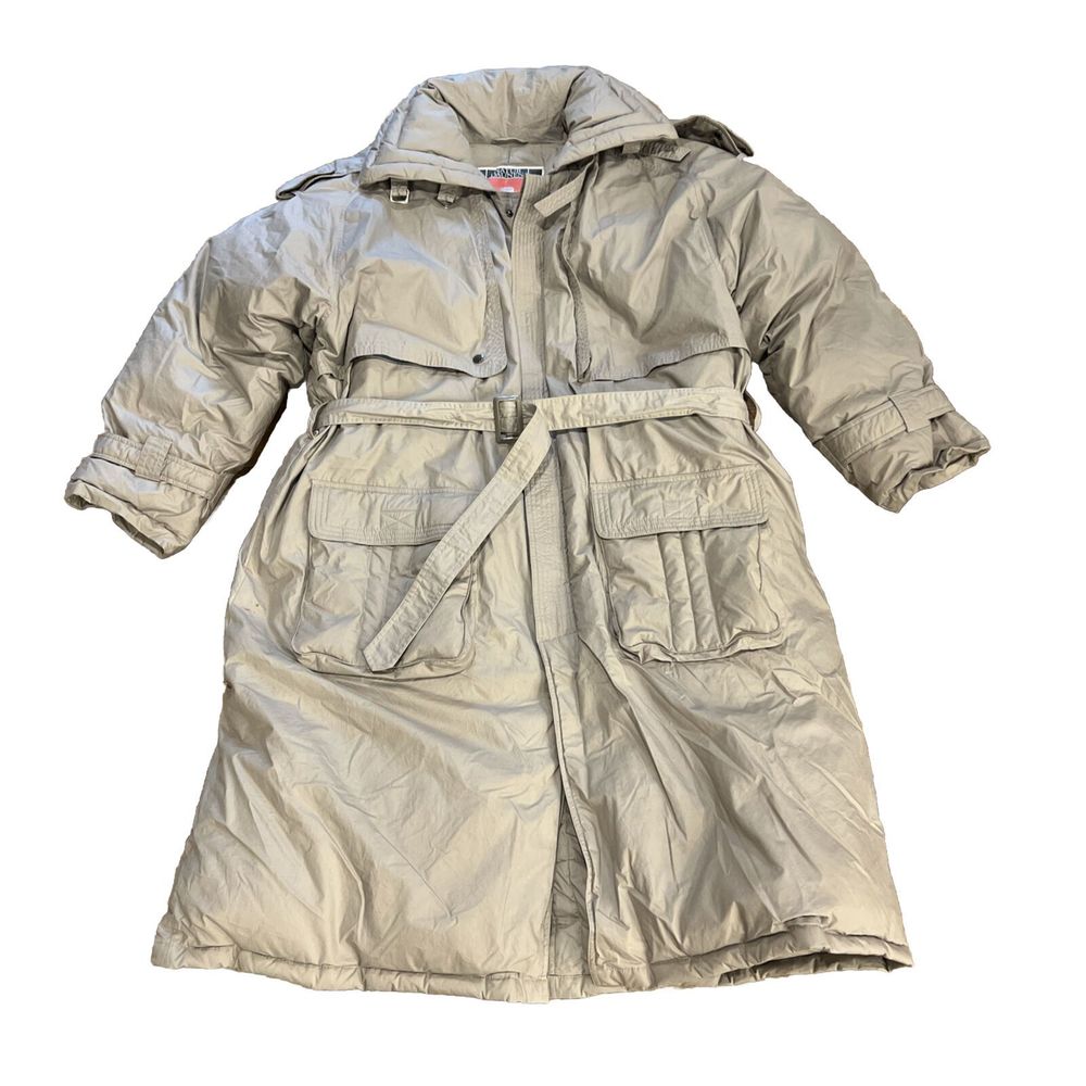 Long Duck Down Coat Parka Overcoat Unisex Men L / W XL 112 Vintage Natur Daunen